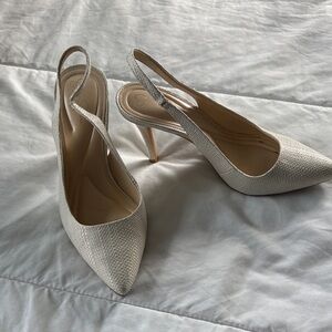 Jessica Simpson Textured Cream Slingback Heels